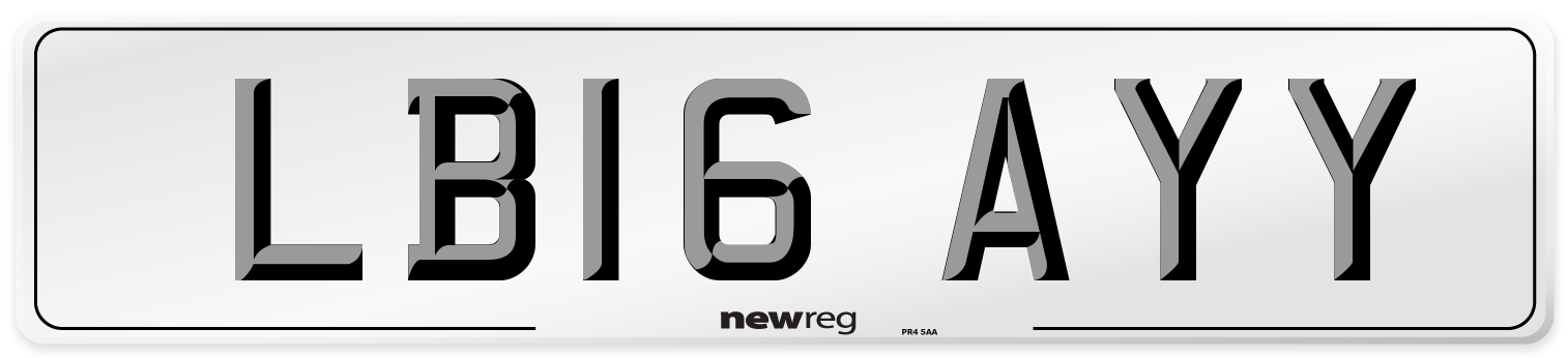 LB16 AYY Number Plate from New Reg